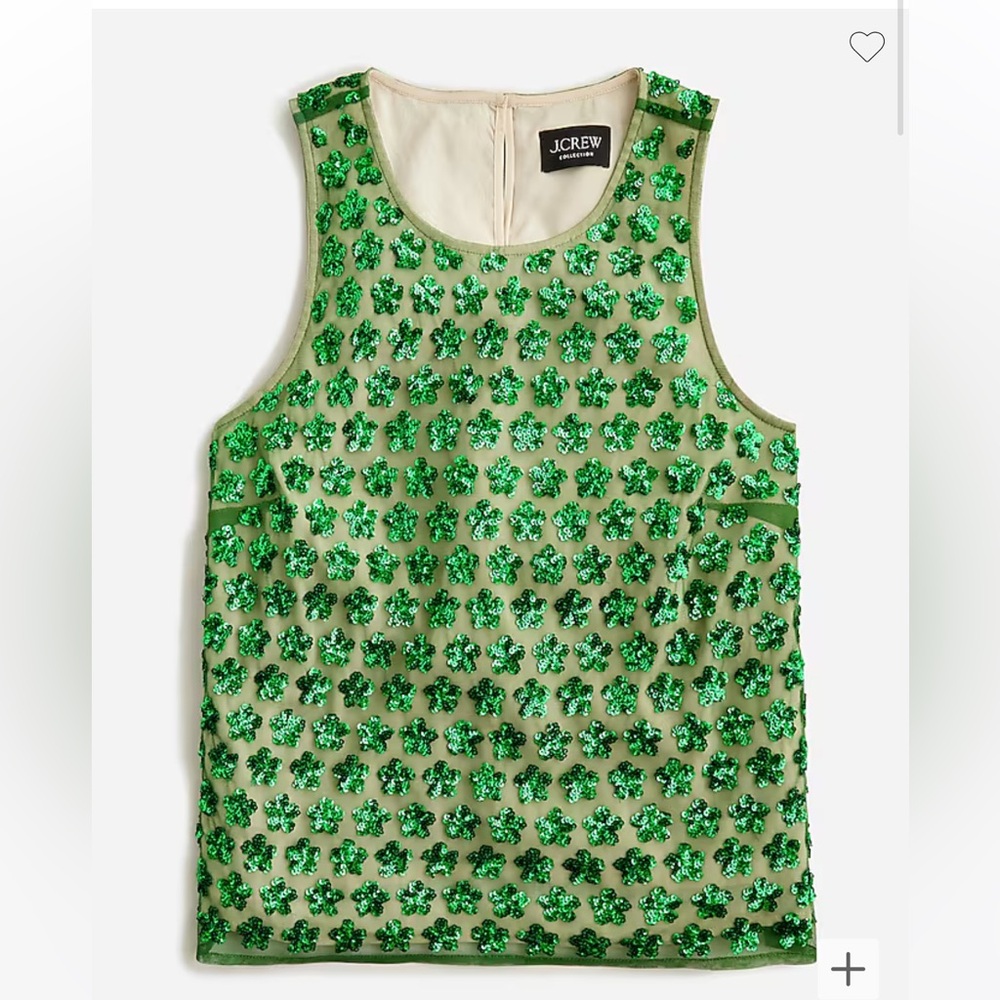 J.Crew Collection embellished sequin shell top in green